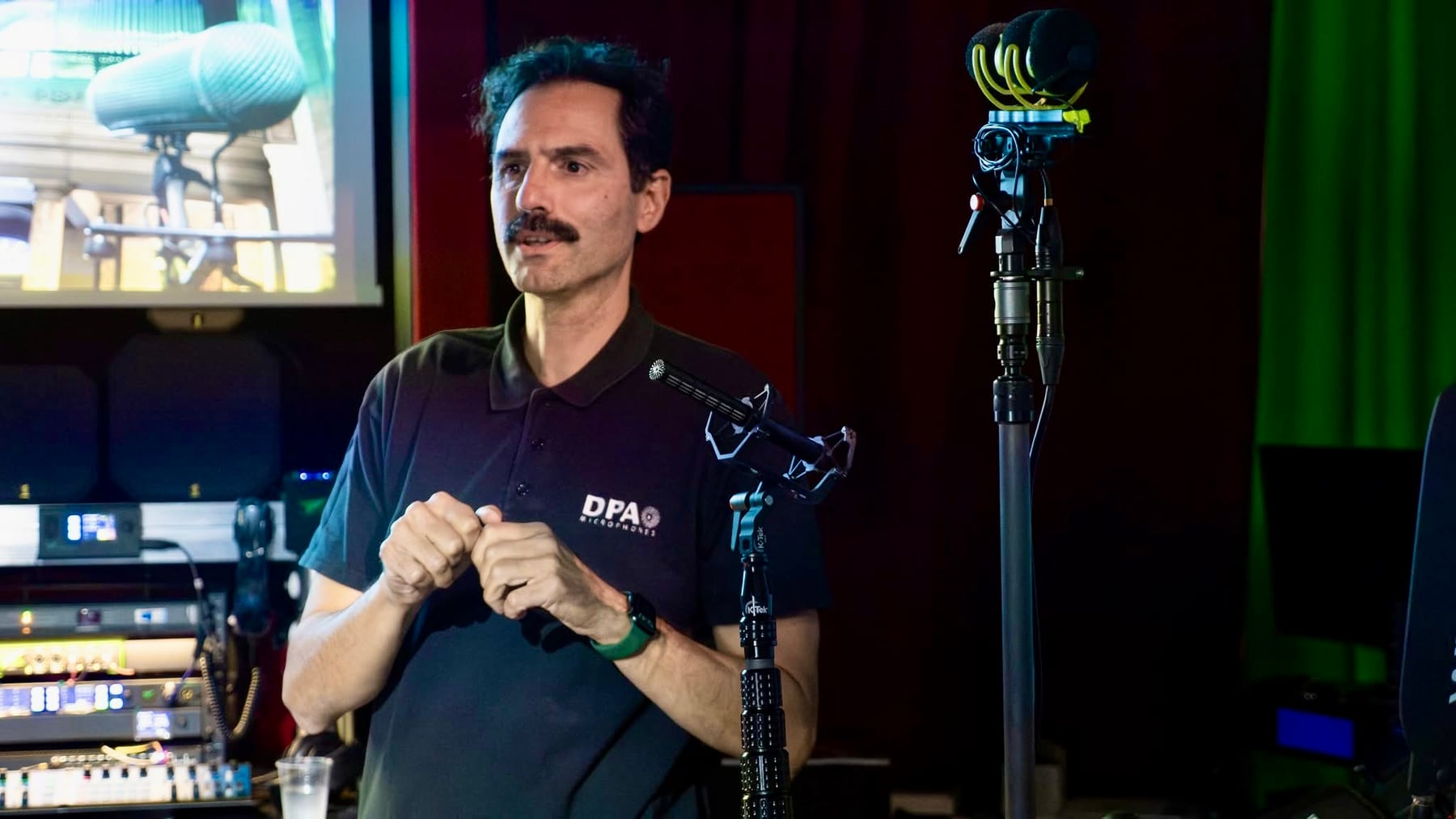 Yannis Antipas presenting professional production sound microphones